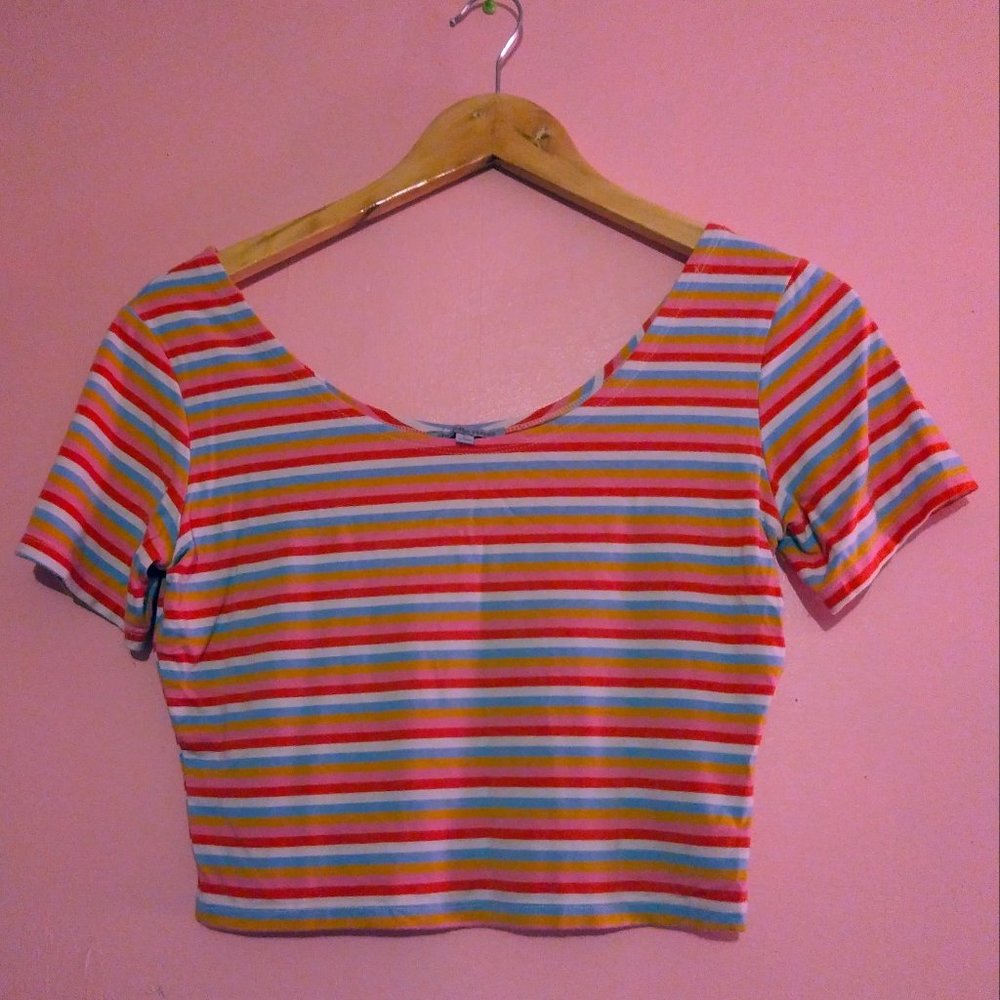 Rainbow Striped Crop Top